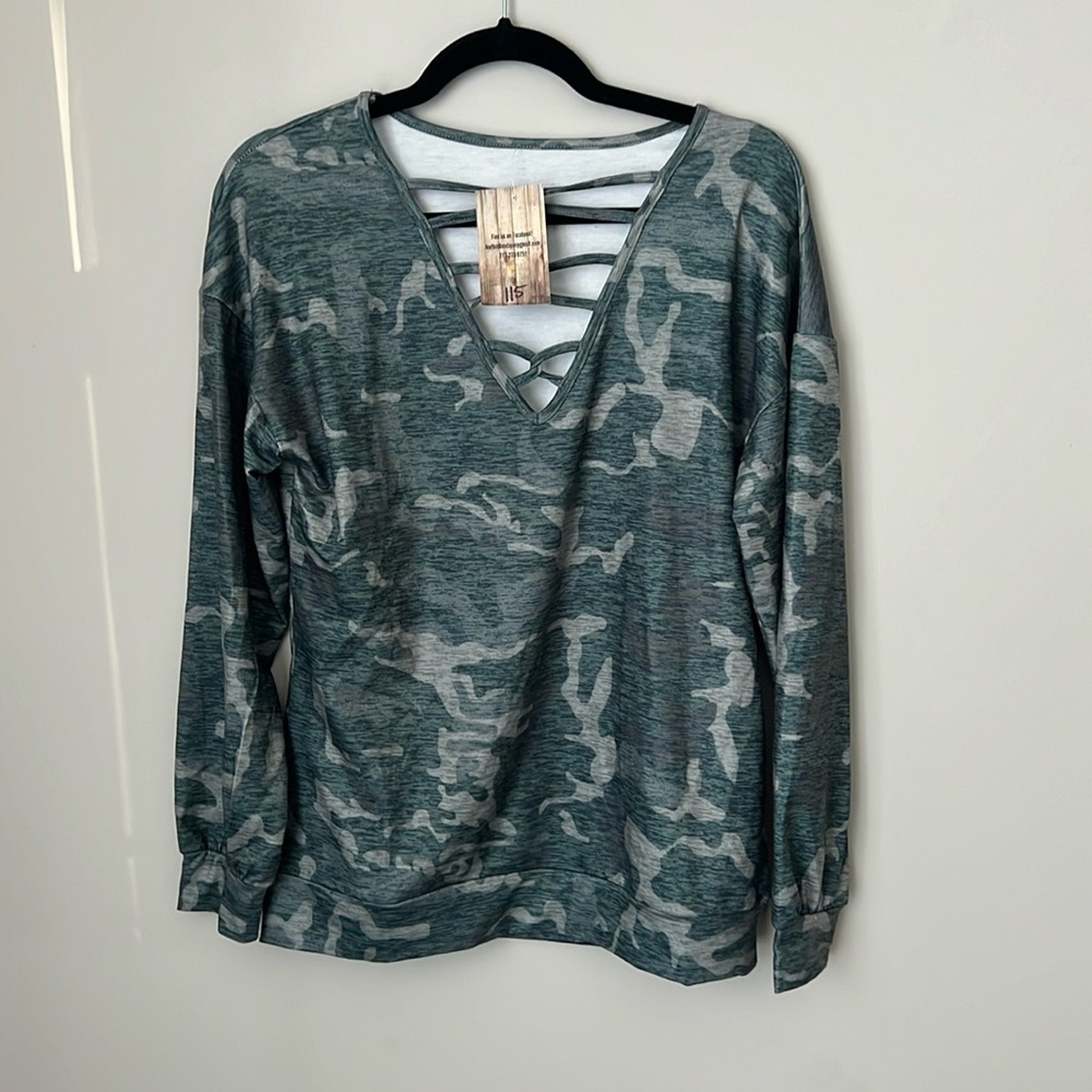 Oversized Camo Top Size Small